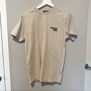 Talentless T-Shirt Beige Tan Logo Graphic Short Sleeve Cotton Streetwear Small